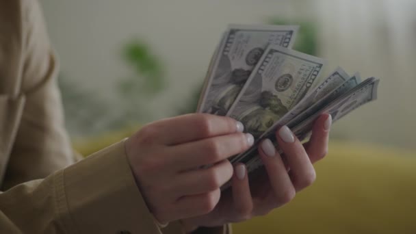 Руки Підрахунок Готівки Гроші Крупним Планом — стокове відео