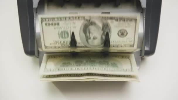 Machine Comptage Argent 100 Dollar Bills Flow Close — Video