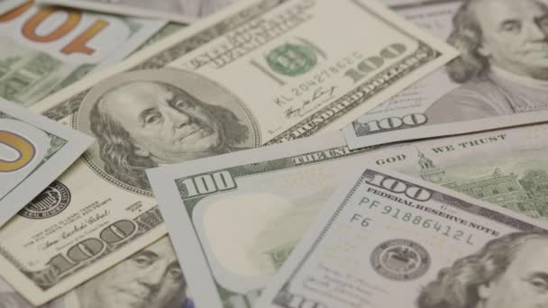 Random Order 100 Dolarlık Banknotlar Kapatın — Stok video