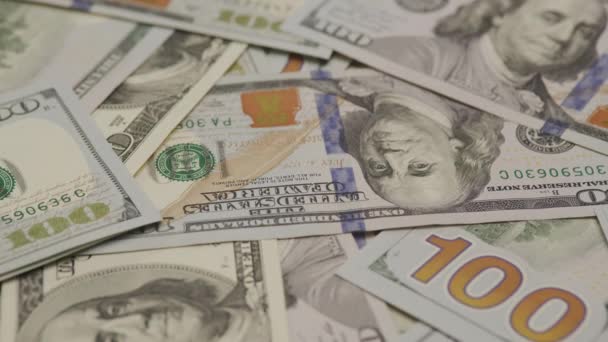 Sacco Usd Dollaro Americano Banconote Denaro Contanti Sulla Scrivania — Video Stock
