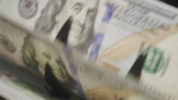 Cien Dólares Bill Dinero Efectivo Pila Automática Contador Máquina — Vídeo de stock
