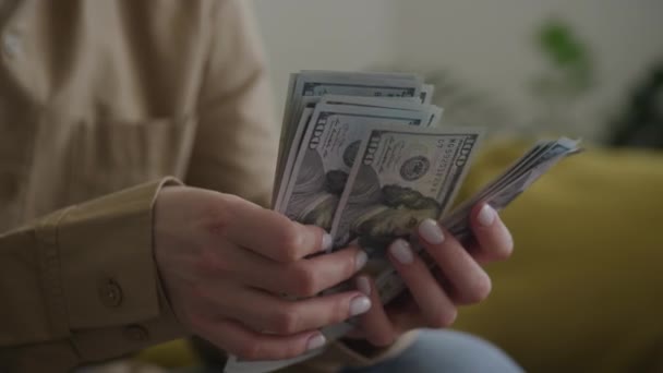 Ele Tutuşup Yüz Dolarlık Banknotları Sayıyoruz — Stok video