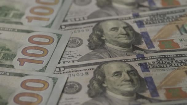 Sebuah Close Terperinci Dari Mata Uang Amerika Serikat Menampilkan Uang — Stok Video