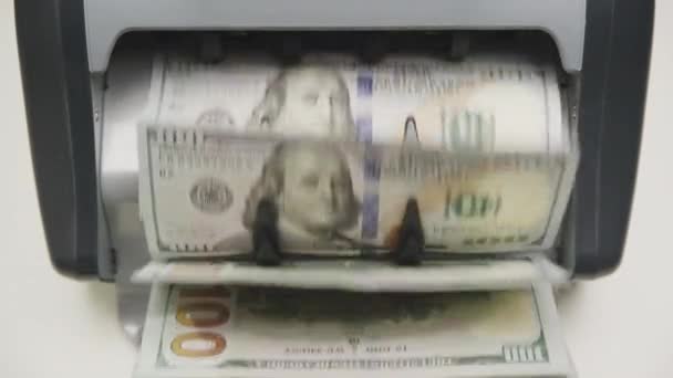 Vista Superior Billetes Dólares Estadounidenses Una Máquina Contar — Vídeo de stock