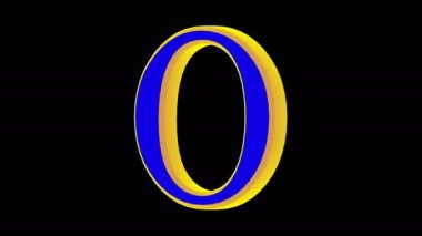 O harfi 3D canlandırma 360 derece döndürme çok renkli yeşil mat ile sunum amacı için