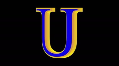 Yeşil mat ile sunum amaçlı 360 derece döndürme çok renkli U harfi 3D animasyonu