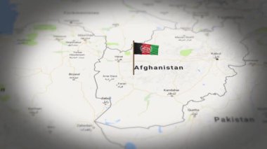 Afganistan bayrağı dünya haritasında 3D animasyonla gösteriliyor