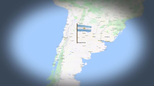 Bandera Argentina Mostrando Mapa Del Mundo Con Animación — Vídeos de Stock