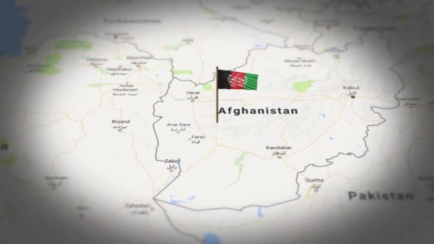 Bandera Afganistán Mostrando Mapa Del Mundo Con Animación — Vídeos de Stock