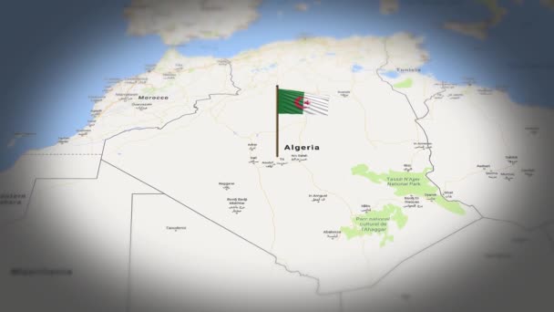 Прапор Алжиру Показує Карті Світу Анімацією — стокове відео