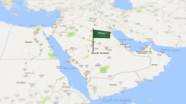 Suudi Arabistan bayrağı dünya haritasında 3D animasyonla gösteriliyor