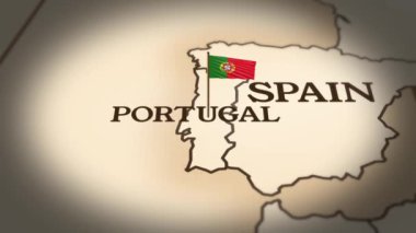 Portekiz bayrağı dünya haritasında 3d animasyonla gösteriliyor
