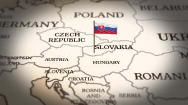 Slovakya bayrağı dünya haritasında 3d animasyonla gösteriliyor