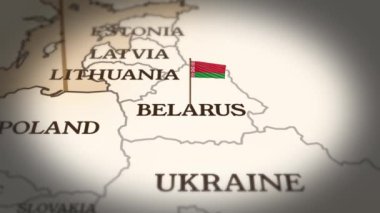 Belarus bayrağı dünya haritasında 3d animasyonla gösteriliyor