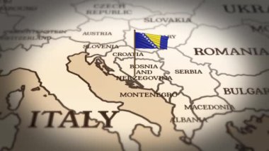 Bosna-Hersek bayrağı dünya haritasında 3D animasyonla gösteriliyor