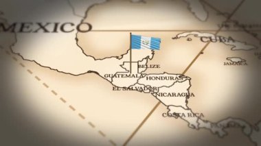 Guatemala bayrağı dünya haritasında 3D animasyonla gösteriliyor