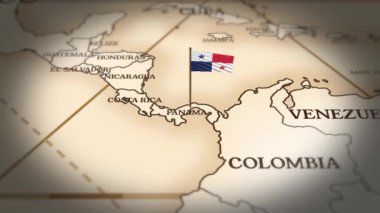 Panama bayrağı dünya haritasında 3B animasyonla gösteriliyor