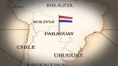 Paraguay bayrağı dünya haritasında 3D animasyonla gösteriliyor