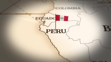 Dünya haritasında 3B animasyonla Peru bayrağı gösteriliyor