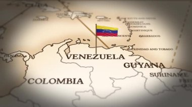 Venezuela bayrağı dünya haritasında 3 boyutlu animasyonla gösteriliyor