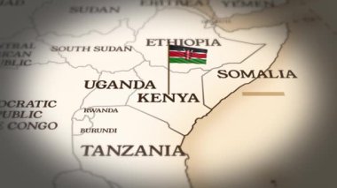 Kenya bayrağı dünya haritasında 3D animasyonla gösteriliyor