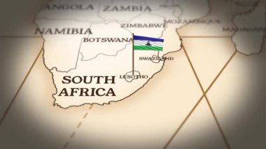 Dünya haritasında üç boyutlu animasyonla Lesotho bayrağı gösteriliyor