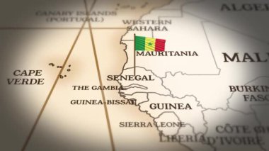 Senegal bayrağı dünya haritasında 3D animasyonla gösteriliyor