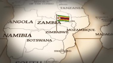 Zimbabwe bayrağı dünya haritasında 3 boyutlu animasyonla gösteriliyor