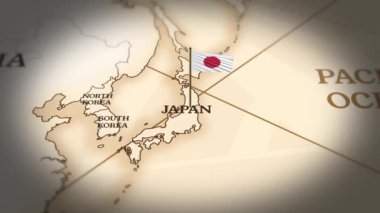 Japonya bayrağı dünya haritasında 3D animasyonla gösteriliyor