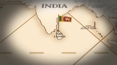 Sri Lanka bayrağı dünya haritasında 3B animasyonla gösteriliyor