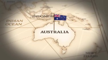 Avustralya bayrağı dünya haritasında 3d animasyonla gösteriliyor