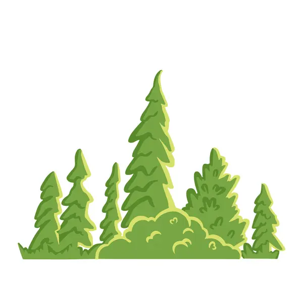 Warna Siluet Dengan Pohon Dan Hutan Konifer Untuk Ilustrasi Lansekap - Stok Vektor