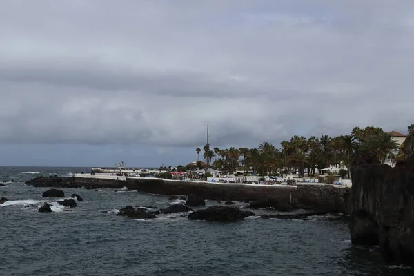 Blick Auf Den Martianez See Puerto Cruz Die Kirche Den — Stockfoto