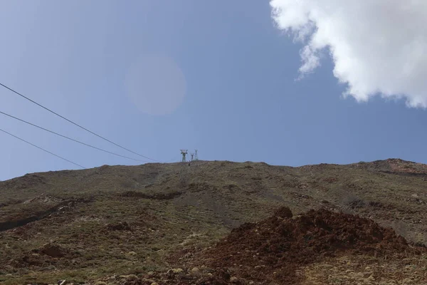 Téléphérique Sur Volcan Teide Chemin Touristique Vers Montagne Pico Del — Photo