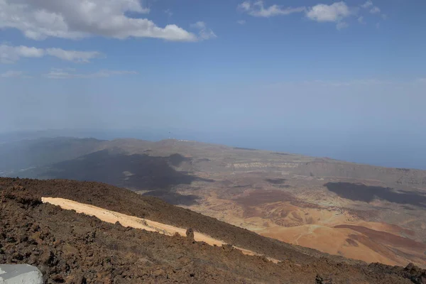 Vue Panoramique Paysage Volcanique Face Océan Depuis Sommet Montagne Teide — Photo