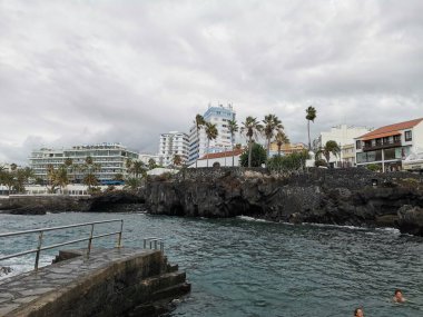 Martianez kıyısındaki resifler Puerto de la Cruz, Tenerife, Kanarya Adaları İspanya