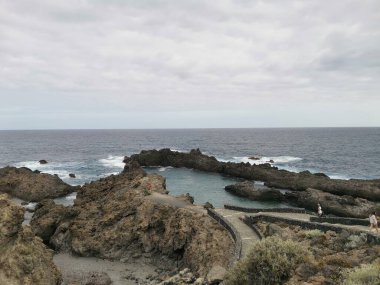 Charco del Viento doğal yüzme havuzları, Tenerife Adası, Kanarya Adaları, İspanya