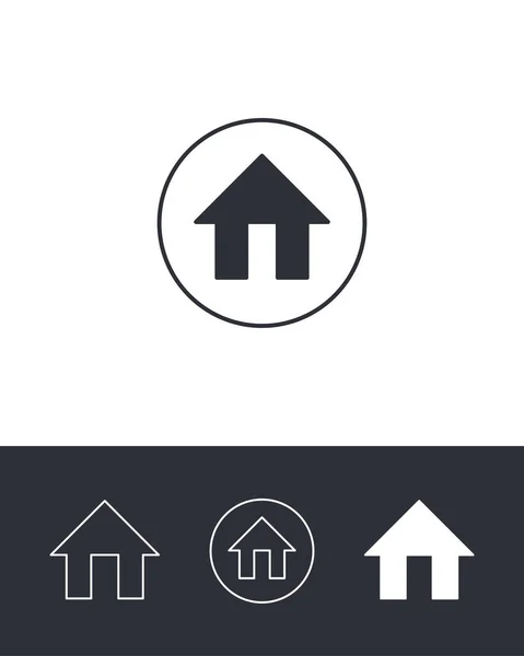 ホームアドレスフラットアイコン 黒と白の背景に不動産の概要と固体シンボル — ストックベクタ