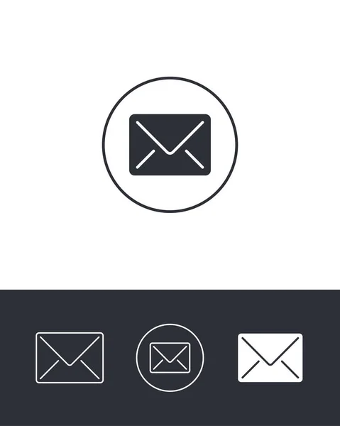 黒と白の背景にメールのアウトラインと固体アイコン メッセージ隔離シンボル — ストックベクタ