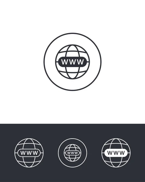 ウェブサイトのアウトラインと黒と白の背景に地球と固体アイコン ウェブ隔離シンボル — ストックベクタ