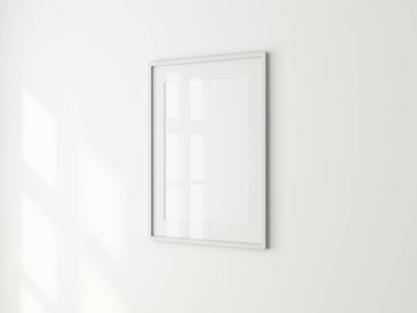 poster çerçeve modeli, duvardaki boş resim çerçevesi, 3D görüntüleme