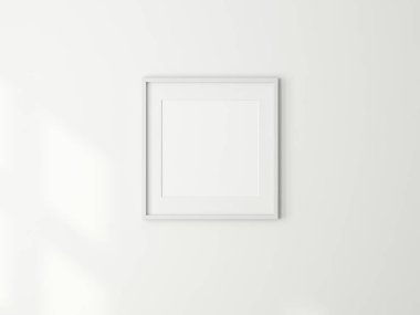 poster çerçeve modeli, beyaz duvar arka planında gerçekçi boş resim çerçevesi. 3d oluşturma