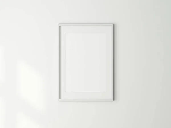 blank white frame mockup on white wall, 3d rendering