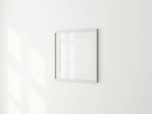 poster frame mockup, white frame on wall, 3d rendering