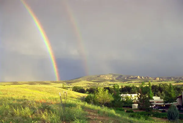 stock image Rainbow acs over the Granite Dells and Prescott Valley in Arizona