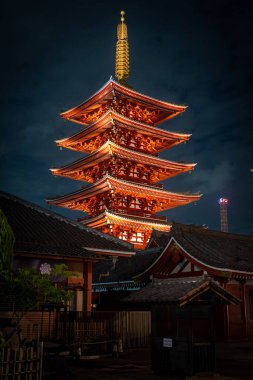 Geleneksel Pagoda Kulesi 'nin Gece Gösterisinde Japon Mimarisini ve Kültürel Mirasını Sersemletiyor
