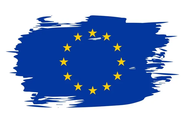 Európai Unió Zászlója Ecsetvonással Festve Absztrakt Fogalom Európai Unió Nemzeti — Stock Vector