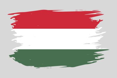Macaristan bayrağı fırça darbesiyle boyanmış. Soyut kavram. Ulusal bayrak grunge tarzında. Vektör illüstrasyonu