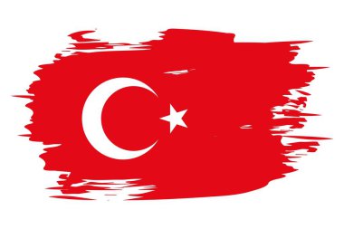 Fırça darbesiyle boyanmış Türkiye bayrağı. Soyut kavram. Ulusal bayrak grunge tarzında. Vektör illüstrasyonu