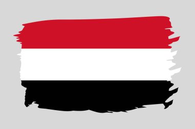 Yemen bayrağı fırça darbesiyle boyanmış. Soyut kavram. Ulusal bayrak grunge tarzında. Vektör illüstrasyonu